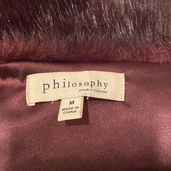 Philosophy Maroon Faux Fur Vest - Picture 2 of 3